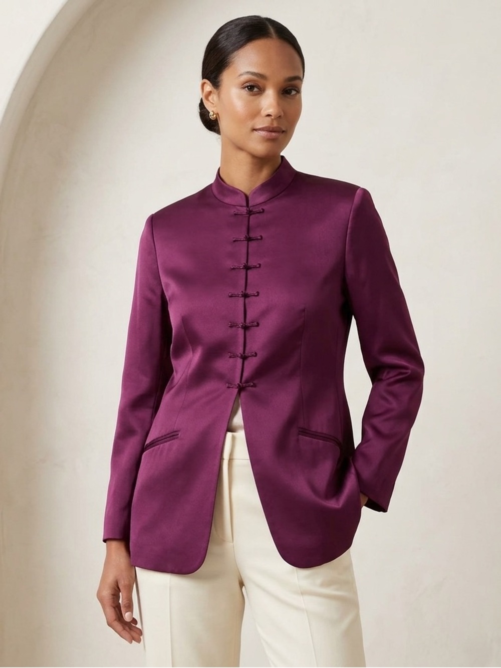 Lord & Taylor 100% Silk Blazer size 10💜Chic Buttons Casual Party evening long